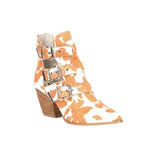 Gianni Bini Calf-Hair Cow Print Ankle Boot